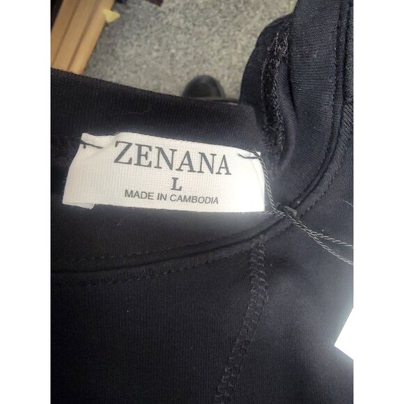 Zenana Black Long Sleeve Cotton Pullover Sweatshirt L - Picture 6 of 6
